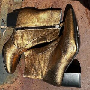 Top Shop Gold Metallic Ankle Booties